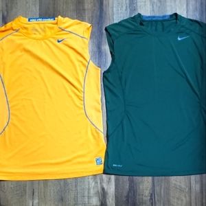 Nike Yellow and Green Men's Tank Tops
